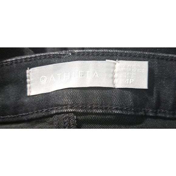Athleta Jeans‎ Size 4P Black Silver Tuxedo Stripe Sculptek Ultra Skinny Metallic - Picture 6 of 8